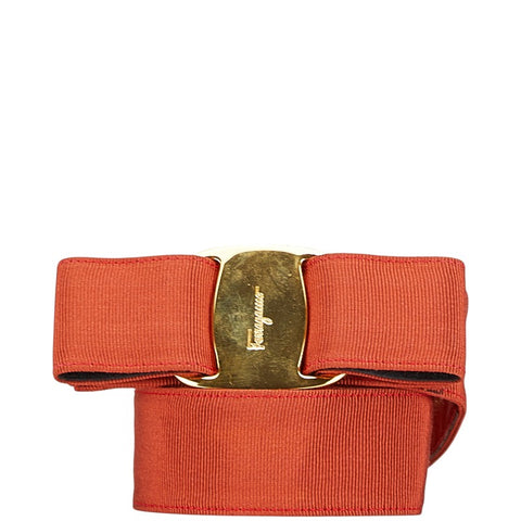 サルヴァトーレフェラガモ ヴァラリボン ベルト レッド ナイロン レディース Salvatore Ferragamo 【中古】