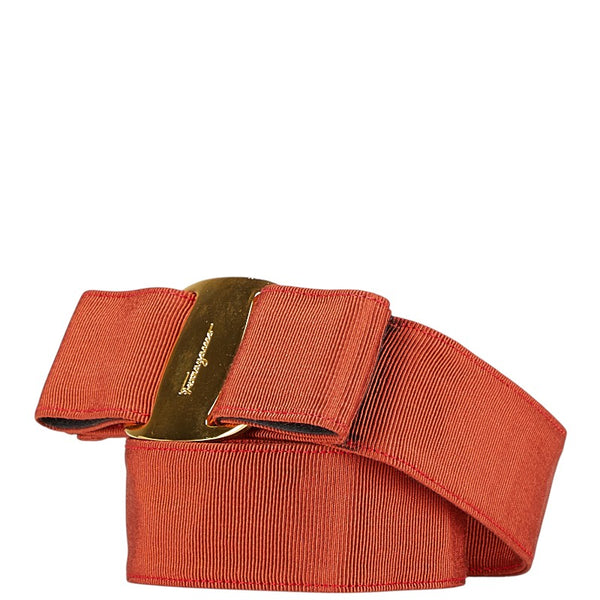 サルヴァトーレフェラガモ ヴァラリボン ベルト レッド ナイロン レディース Salvatore Ferragamo 【中古】