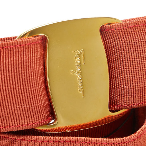 サルヴァトーレフェラガモ ヴァラリボン ベルト レッド ナイロン レディース Salvatore Ferragamo 【中古】