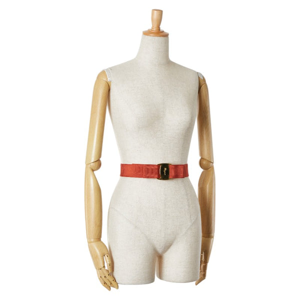 サルヴァトーレフェラガモ ヴァラリボン ベルト レッド ナイロン レディース Salvatore Ferragamo 【中古】