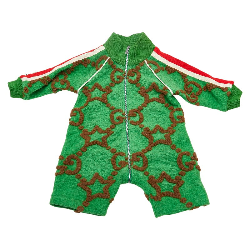 グッチ ジャンボGG ロンパース サイズ:3/6 グリーン ブラウン マルチカラー ポリエステル ウール レディース GUCCI 【中古】