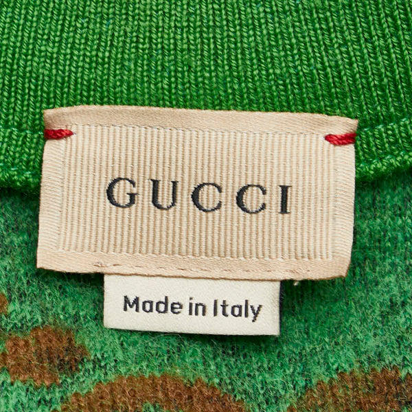 グッチ ジャンボGG ロンパース サイズ:3/6 グリーン ブラウン マルチカラー ポリエステル ウール レディース GUCCI 【中古】