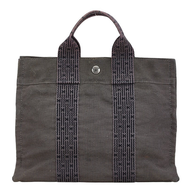 エルメス エールライン トートPM トートバッグ ハンドバッグ グレー キャンバス レディース HERMES 【中古】