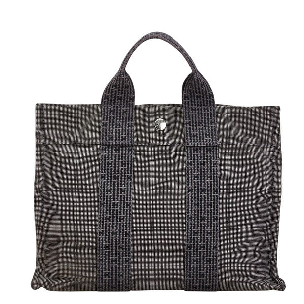 エルメス エールライン トートPM トートバッグ ハンドバッグ グレー ブラック キャンバス レディース HERMES 【中古】