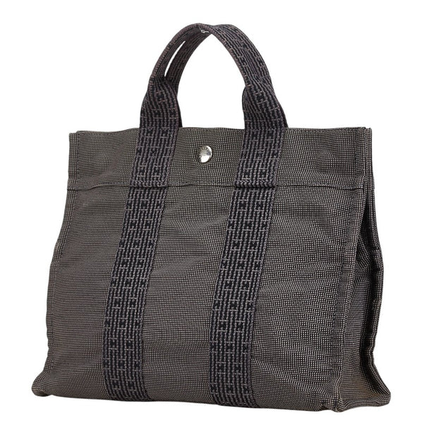 エルメス エールライン トートPM トートバッグ ハンドバッグ グレー ブラック キャンバス レディース HERMES 【中古】