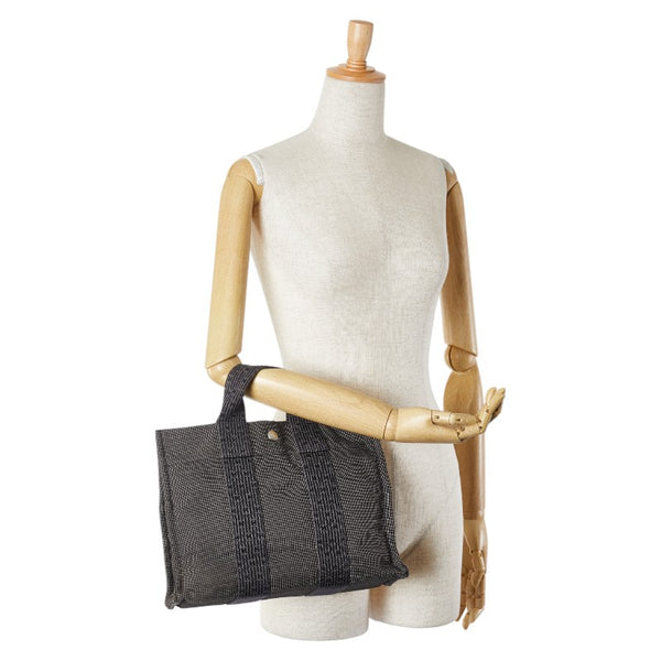 エルメス エールライン トートPM トートバッグ ハンドバッグ グレー ブラック キャンバス レディース HERMES 【中古】