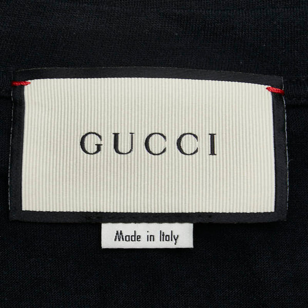 グッチ BLIND FOR LOVE UFO プリント フラワー 花 刺繍 半袖Ｔシャツ サイズ：L 469307 ブラック マルチカラー コットン メンズ GUCCI 【中古】