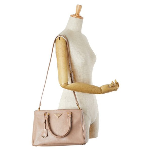 プラダ 三角ロゴプレート ガレリア ハンドバッグ ショルダーバッグ 2WAY ピンク サフィアーノ レディース PRADA 【中古】