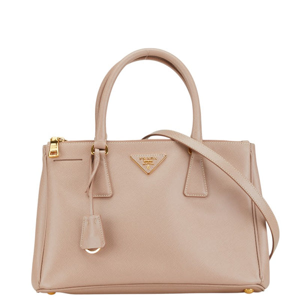 プラダ 三角ロゴプレート ガレリア ハンドバッグ ショルダーバッグ 2WAY ピンク サフィアーノ レディース PRADA 【中古】