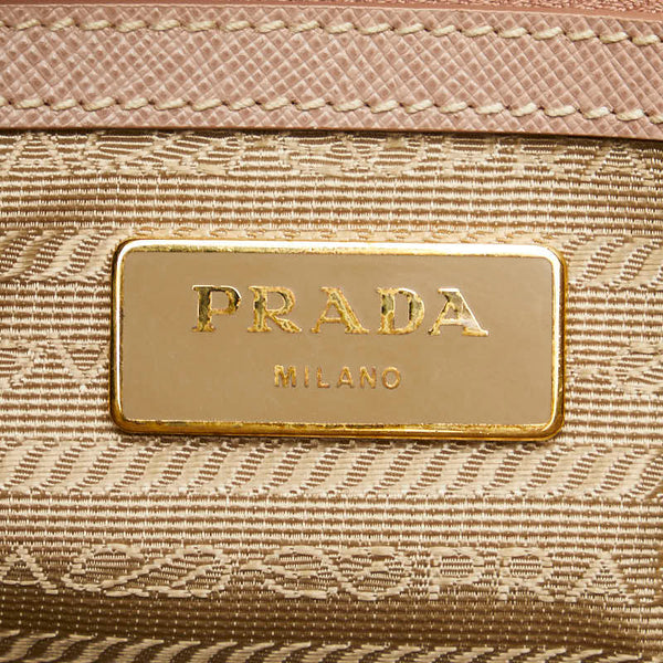 プラダ 三角ロゴプレート ガレリア ハンドバッグ ショルダーバッグ 2WAY ピンク サフィアーノ レディース PRADA 【中古】