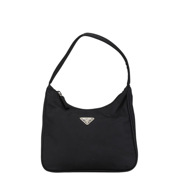 プラダ 三角ロゴプレート ミニ ハンドバッグ ポーチ MV515 ブラック ナイロン レディース PRADA 【中古】