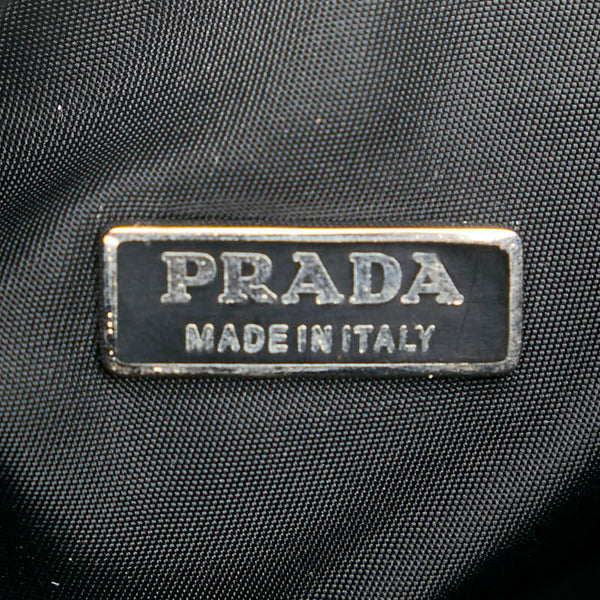 プラダ 三角ロゴプレート ミニ ハンドバッグ ポーチ MV515 ブラック ナイロン レディース PRADA 【中古】