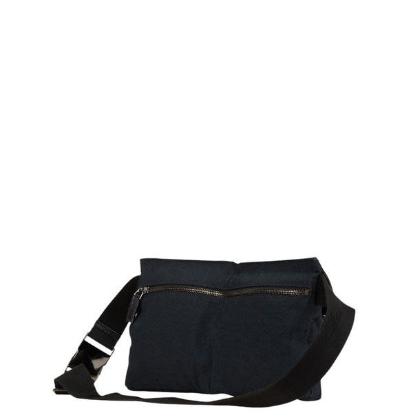 グッチ GGキャンバス ウエストバッグ ボディバッグ 28566 ネイビー ブラック キャンバス レザー レディース GUCCI 【中古】