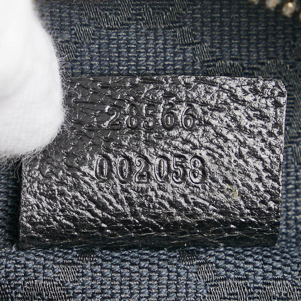 グッチ GGキャンバス ウエストバッグ ボディバッグ 28566 ネイビー ブラック キャンバス レザー レディース GUCCI 【中古】