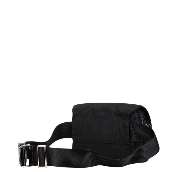 プラダ 三角ロゴプレート ウエストバッグ ボディバッグ ブラック ナイロン レザー レディース PRADA 【中古】