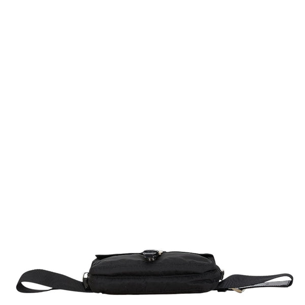 プラダ 三角ロゴプレート ウエストバッグ ボディバッグ ブラック ナイロン レザー レディース PRADA 【中古】
