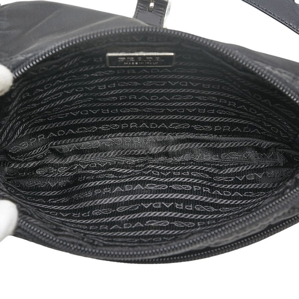 プラダ 三角ロゴプレート ウエストバッグ ボディバッグ ブラック ナイロン レザー レディース PRADA 【中古】