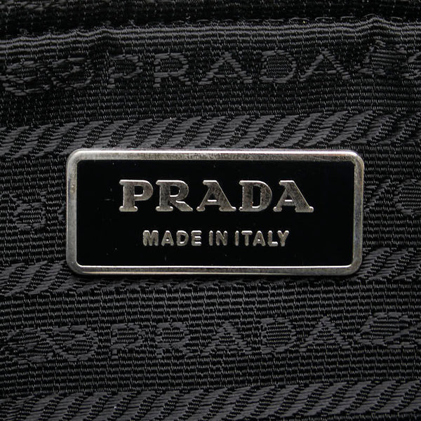 プラダ 三角ロゴプレート ウエストバッグ ボディバッグ ブラック ナイロン レザー レディース PRADA 【中古】