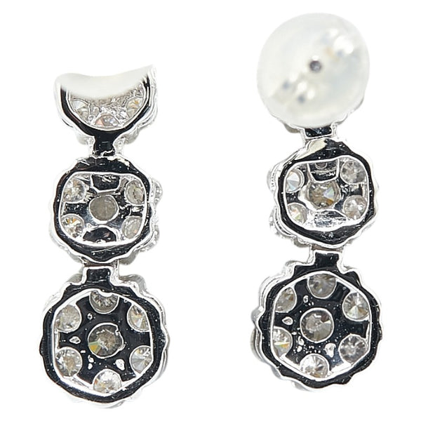 K18WG ホワイトゴールド ダイヤ1.00ct 3連 ピアス レディース 【中古】