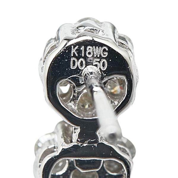 K18WG ホワイトゴールド ダイヤ1.00ct 3連 ピアス レディース 【中古】