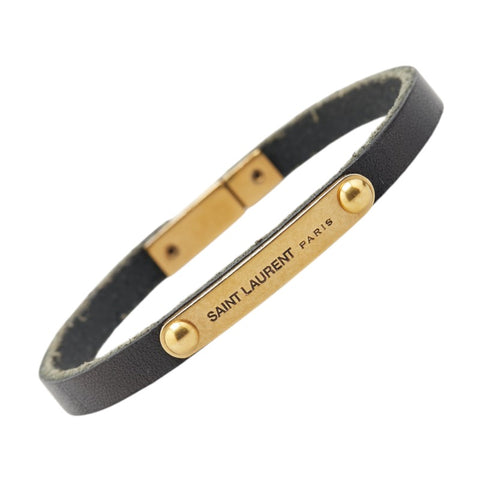 サンローラン ロゴ ブレスレット ブラック レザー レディース SAINT LAURENT 【中古】
