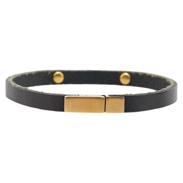 サンローラン ロゴ ブレスレット ブラック レザー レディース SAINT LAURENT 【中古】