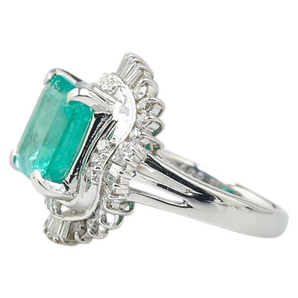 Pt900 プラチナ エメラルド3.63ct ダイヤ0.60ct リング 指輪 レディース 10.5号 【中古】