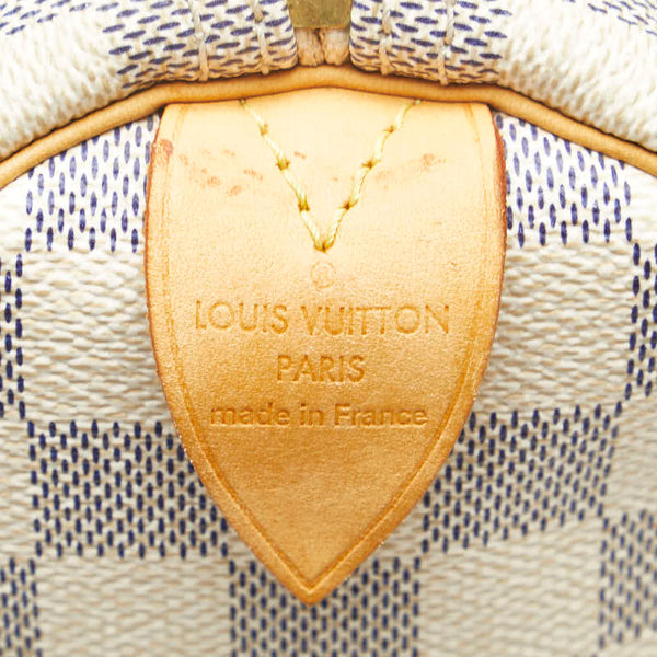 ルイ ヴィトン ダミエ アズール スピーディ30 ハンドバッグ ミニボストンバッグ N41533 ホワイト PVC レザー レディース LOUIS VUITTON 【中古】