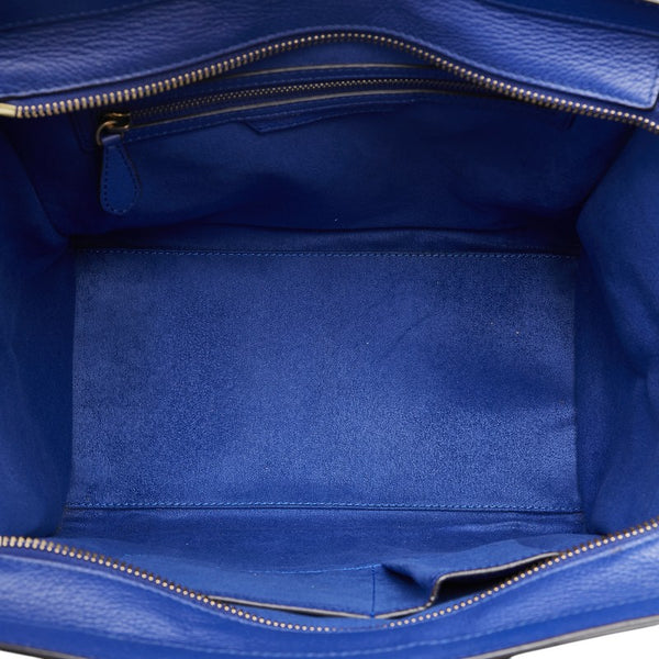 セリーヌ ラゲージ マイクロショッパー ハンドバッグ トートバッグ ブルー レザー レディース CELINE 【中古】