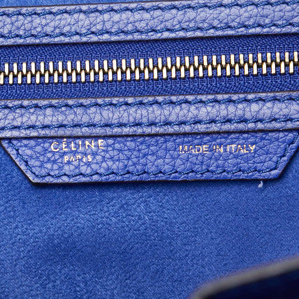 セリーヌ ラゲージ マイクロショッパー ハンドバッグ トートバッグ ブルー レザー レディース CELINE 【中古】