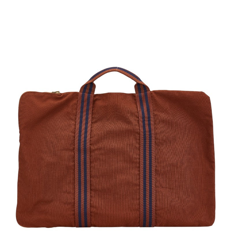 エルメス フールトゥ ポルトドキュマン ビジネスバッグ ドキュメントケース ブラウン ネイビー キャンバス レディース HERMES 【中古】
