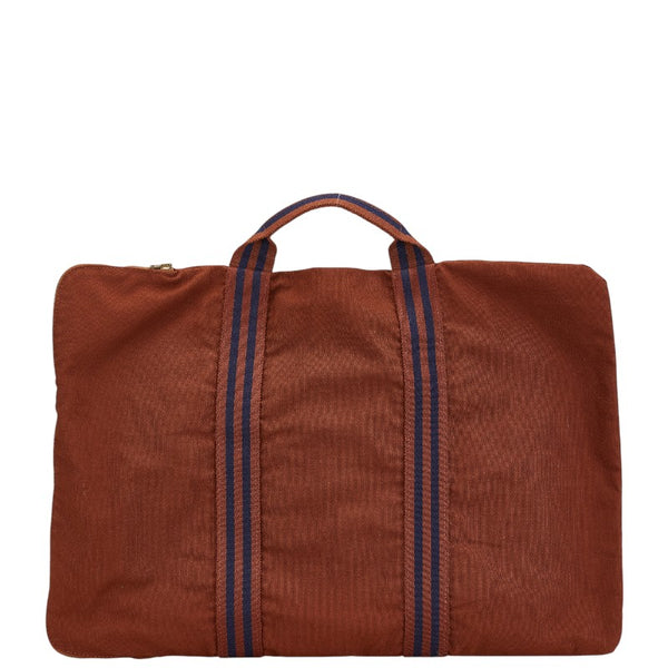 エルメス フールトゥ ポルトドキュマン ビジネスバッグ ドキュメントケース ブラウン ネイビー キャンバス レディース HERMES 【中古】