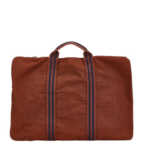 エルメス フールトゥ ポルトドキュマン ビジネスバッグ ドキュメントケース ブラウン ネイビー キャンバス レディース HERMES 【中古】