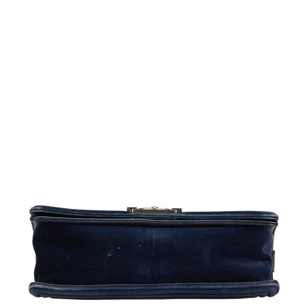 シャネル マトラッセ ボーイシャネル25 チェーン ショルダーバッグ ネイビー ベロア レディース CHANEL 【中古】