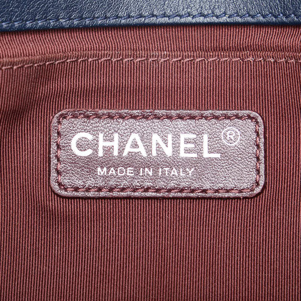 シャネル マトラッセ ボーイシャネル25 チェーン ショルダーバッグ ネイビー ベロア レディース CHANEL 【中古】