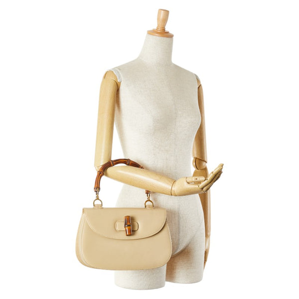 グッチ バンブー ハンドバッグ 000.01.0633 ベージュ レザー レディース GUCCI 【中古】