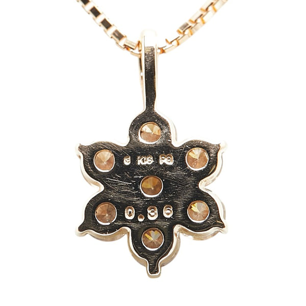 K18PG ピンクゴールド ダイヤ0.35ct フラワー 花 モチーフ ペンダントネックレス レディース 【中古】
