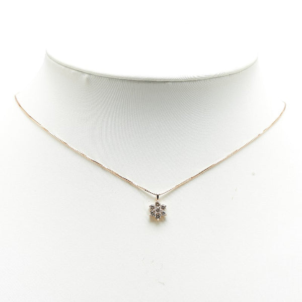 K18PG ピンクゴールド ダイヤ0.35ct フラワー 花 モチーフ ペンダントネックレス レディース 【中古】