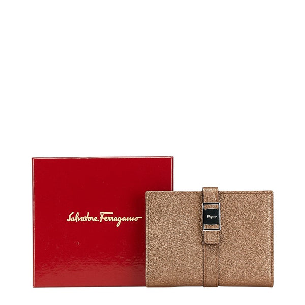 サルヴァトーレフェラガモ カードケース パスケース ブラウン レザー レディース Salvatore Ferragamo 【中古】