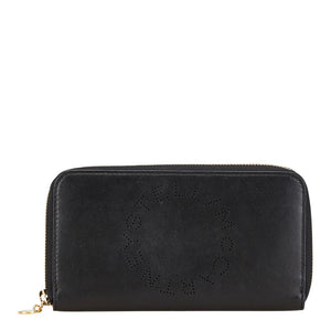 ステラマッカートニー パンチングロゴ ラウンドファスナー 長財布 ブラック レザー レディース Stella McCartney 【中古】