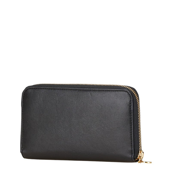 ステラマッカートニー パンチングロゴ ラウンドファスナー 長財布 ブラック レザー レディース Stella McCartney 【中古】