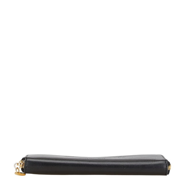 ステラマッカートニー パンチングロゴ ラウンドファスナー 長財布 ブラック レザー レディース Stella McCartney 【中古】