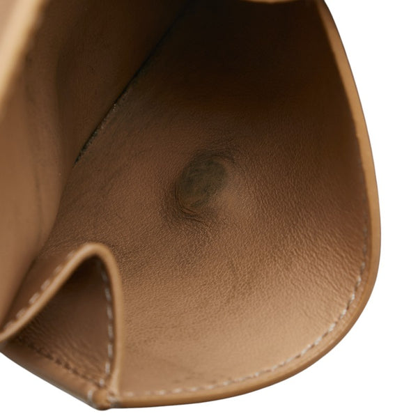 セリーヌ スモール ストラップウォレット 二つ折り財布 コンパクトウォレット ベージュ オレンジ レザー レディース CELINE 【中古】