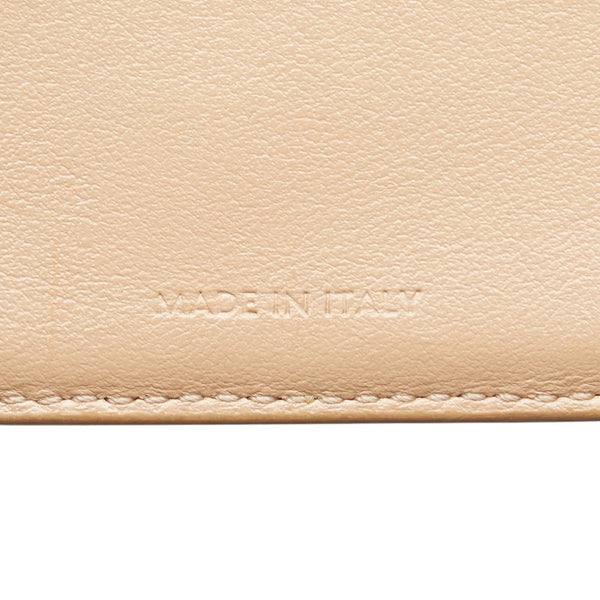 セリーヌ スモール ストラップウォレット 二つ折り財布 コンパクトウォレット ベージュ オレンジ レザー レディース CELINE 【中古】