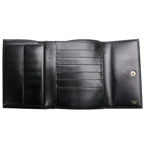カルティエ パンテール パンサー 三つ折り財布 L3000210 ブラック レザー レディース CARTIER 【中古】