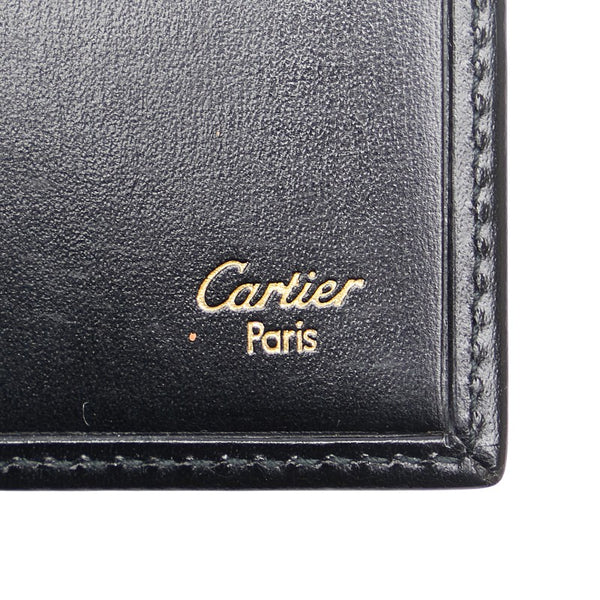 カルティエ パンテール パンサー 三つ折り財布 L3000210 ブラック レザー レディース CARTIER 【中古】