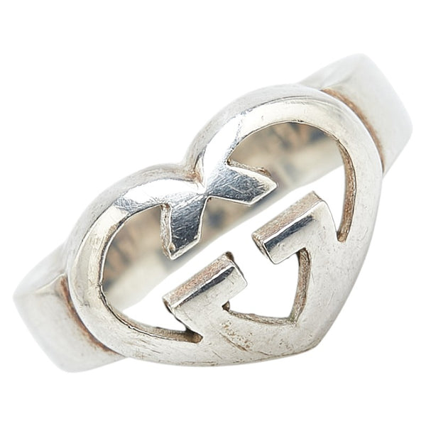 グッチ インターロッキング ラブリーハート リング 指輪 SV925 シルバー レディース GUCCI 【中古】