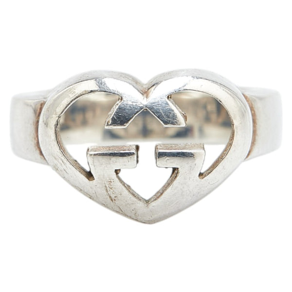 グッチ インターロッキング ラブリーハート リング 指輪 SV925 シルバー レディース GUCCI 【中古】