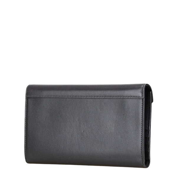 セリーヌ トライフォールデッド マルチファンクション 長財布 ブラック ピンク レザー レディース CELINE 【中古】
