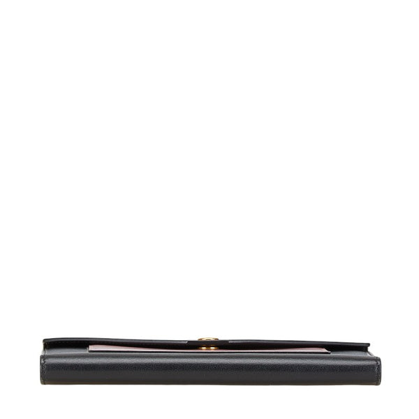 セリーヌ トライフォールデッド マルチファンクション 長財布 ブラック ピンク レザー レディース CELINE 【中古】